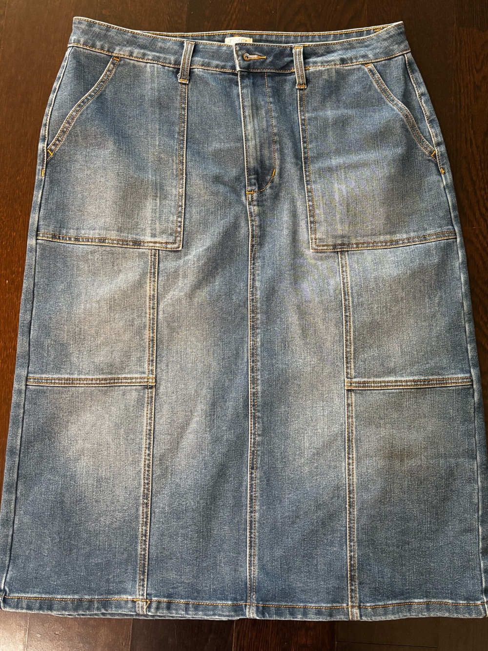 Time and True Denim Utility Pencil Skirt - Light Blue size 14